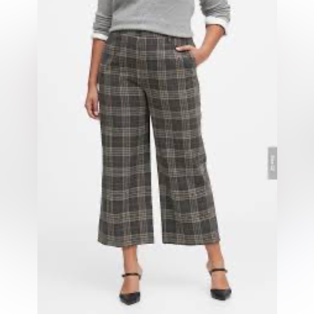 Banana Republic houndstooth high rise wide leg trouser pants women’s size 12